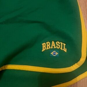 Green Brazil Shorts with Yellow Trim